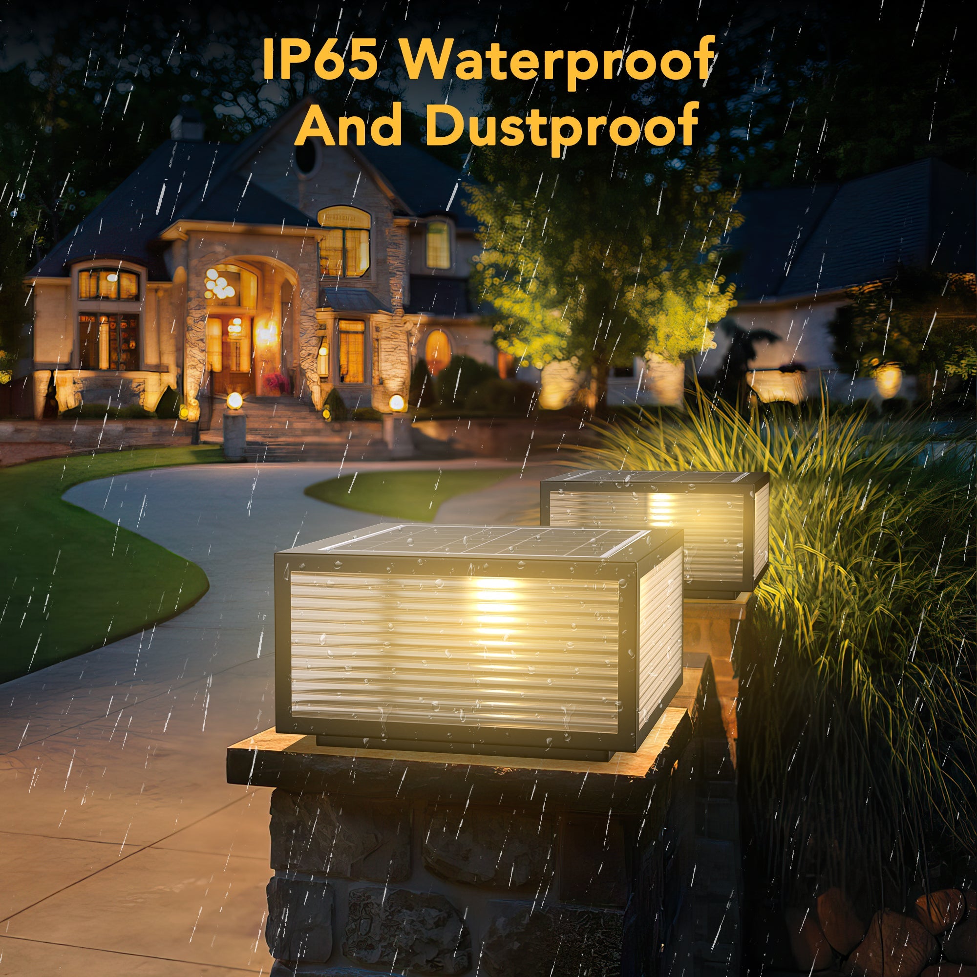Solar-Powered Outdoor Post Lights For Garden Pathways-2