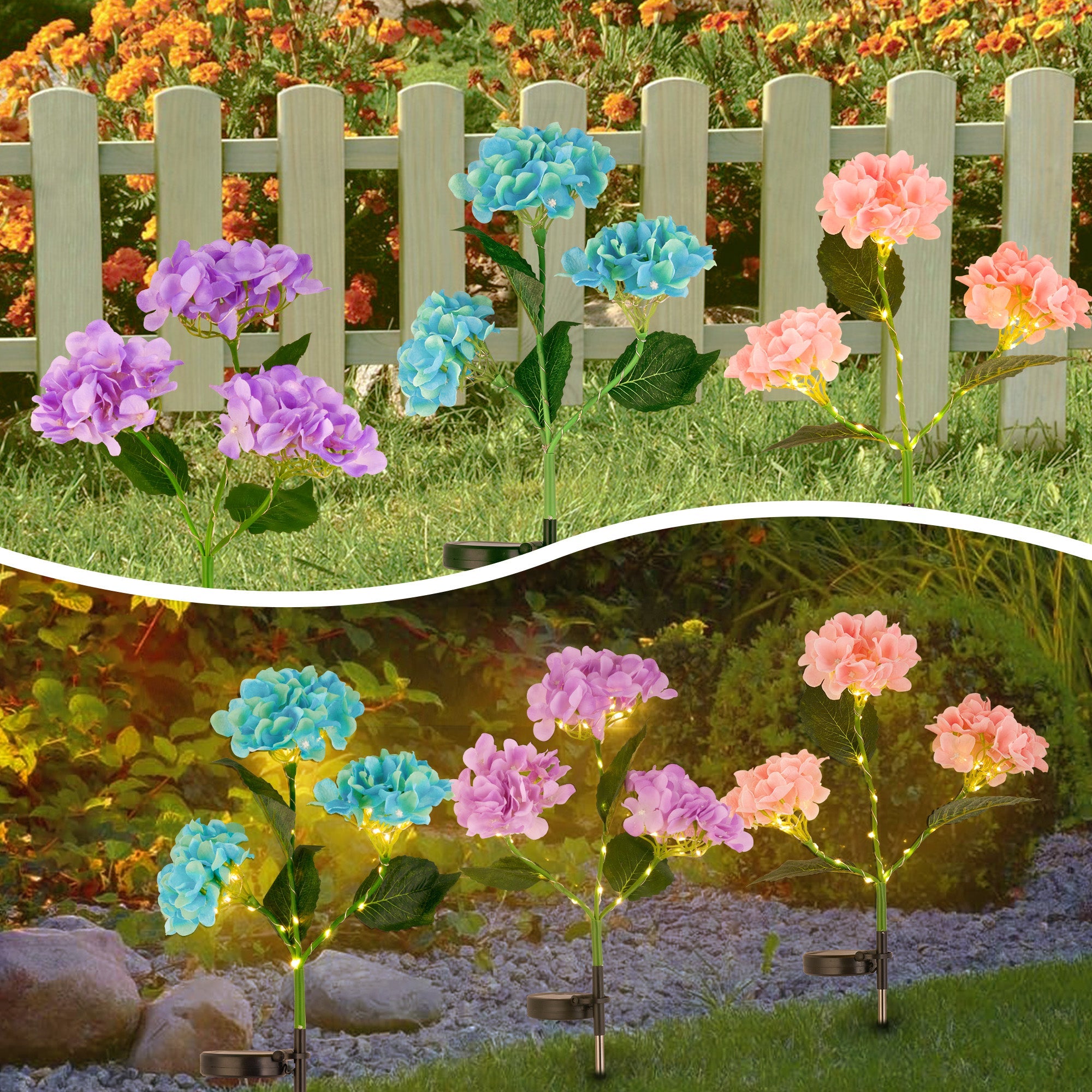 2Pcs Solar Hydrangea Pathway Light-2